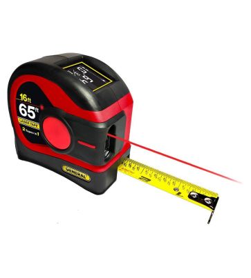 2-in-1 65 Foot Laser Tape Measure with Digital Display, Red